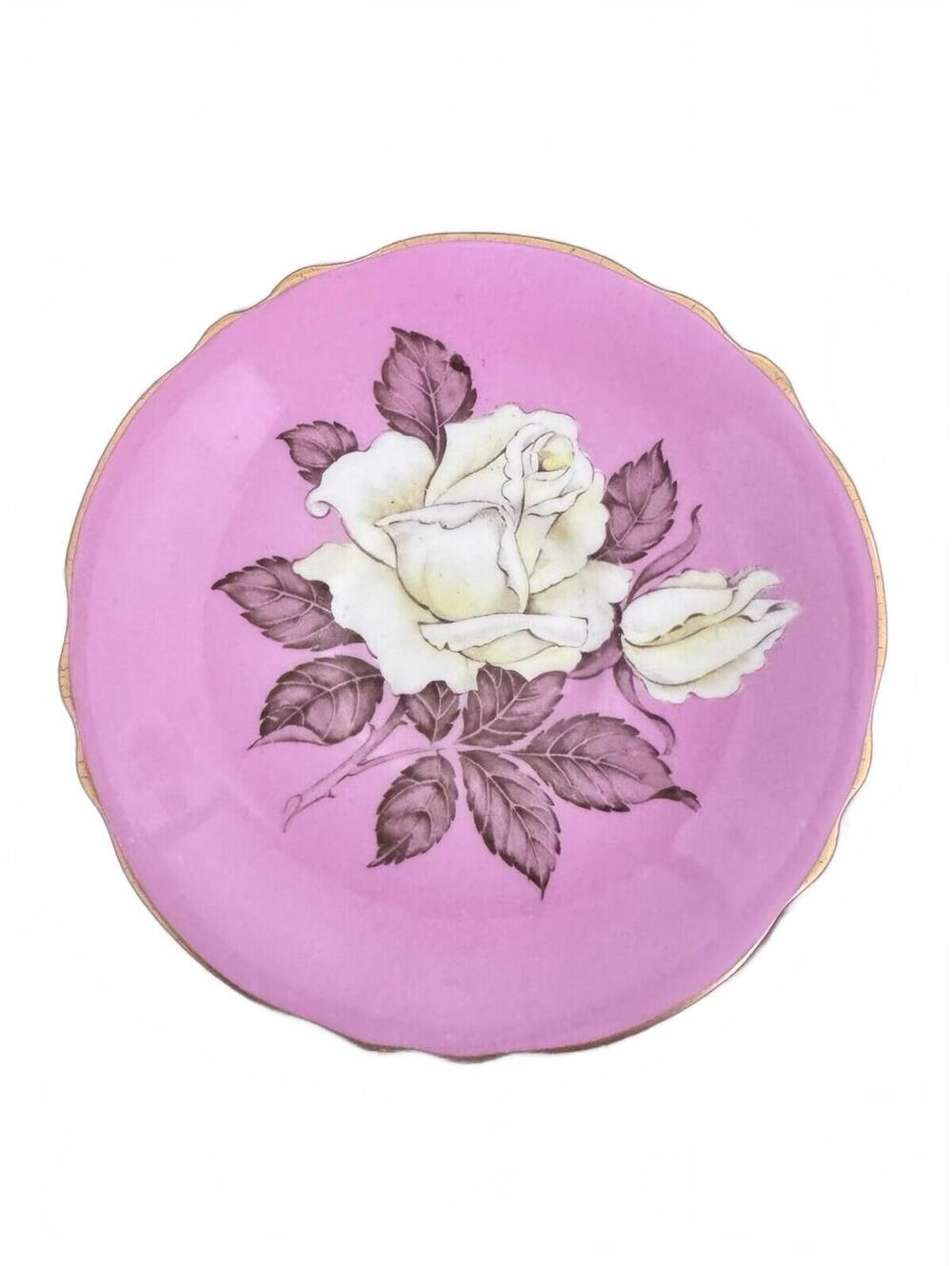 Vintage Paragon Pink Saucer Plate ONLY White Rose Replacement Piece NO Tea Cup